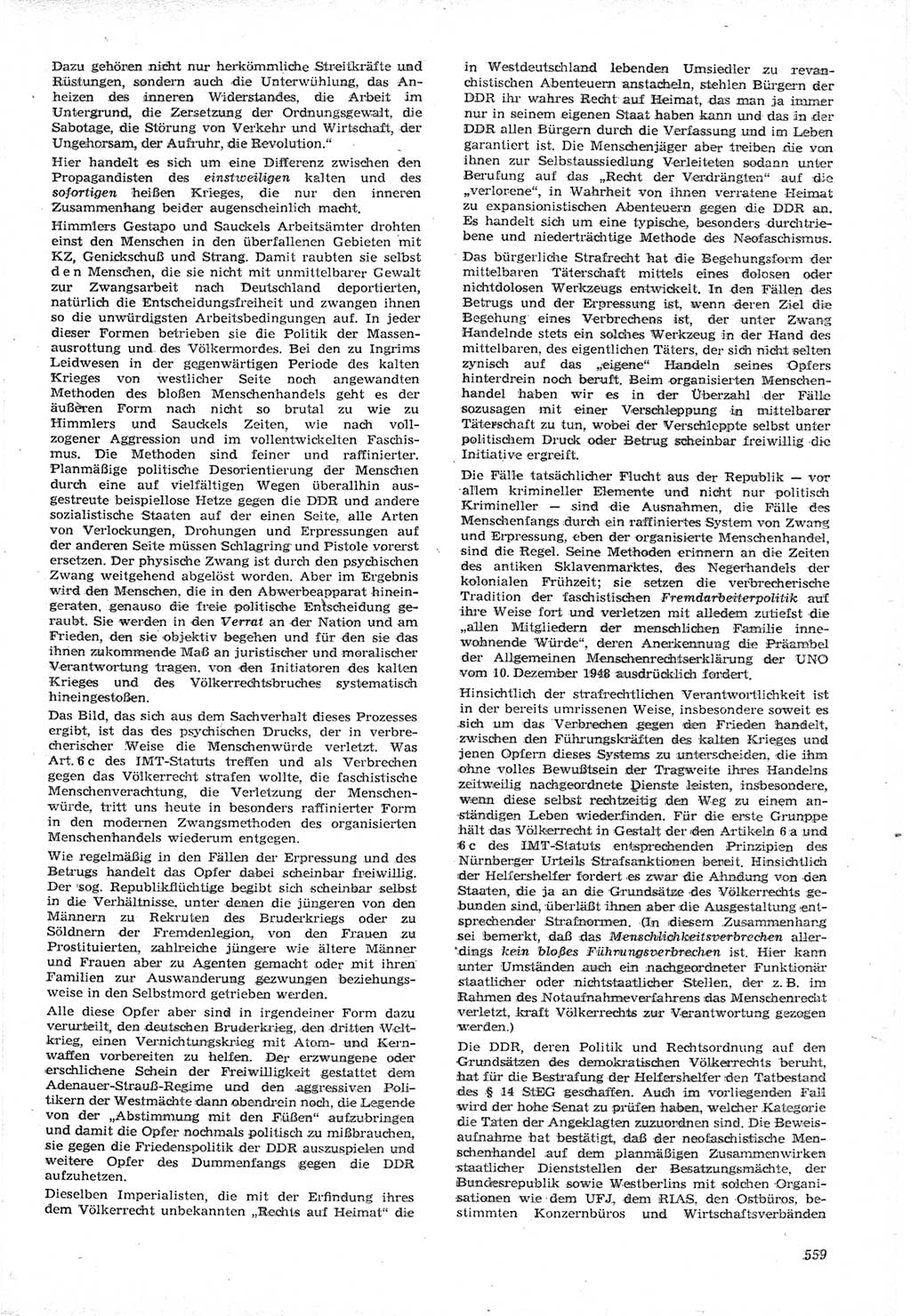 Neue Justiz (NJ), Zeitschrift für Recht und Rechtswissenschaft [Deutsche Demokratische Republik (DDR)], 15. Jahrgang 1961, Seite 559 (NJ DDR 1961, S. 559)