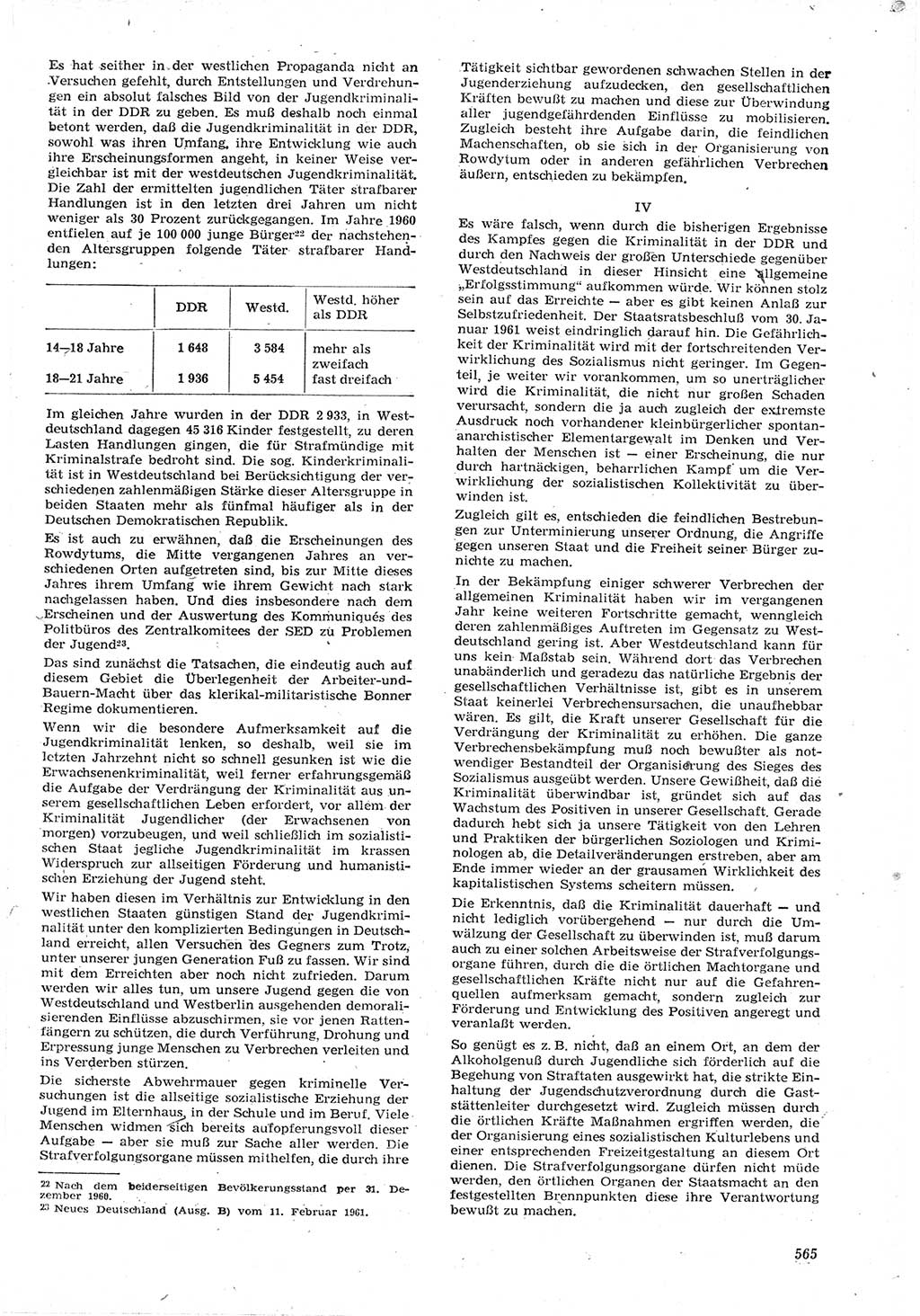 Neue Justiz (NJ), Zeitschrift für Recht und Rechtswissenschaft [Deutsche Demokratische Republik (DDR)], 15. Jahrgang 1961, Seite 565 (NJ DDR 1961, S. 565)