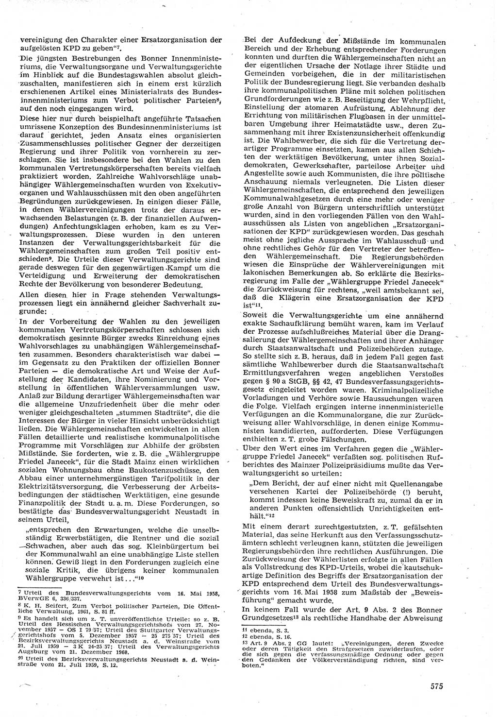 Neue Justiz (NJ), Zeitschrift für Recht und Rechtswissenschaft [Deutsche Demokratische Republik (DDR)], 15. Jahrgang 1961, Seite 575 (NJ DDR 1961, S. 575)