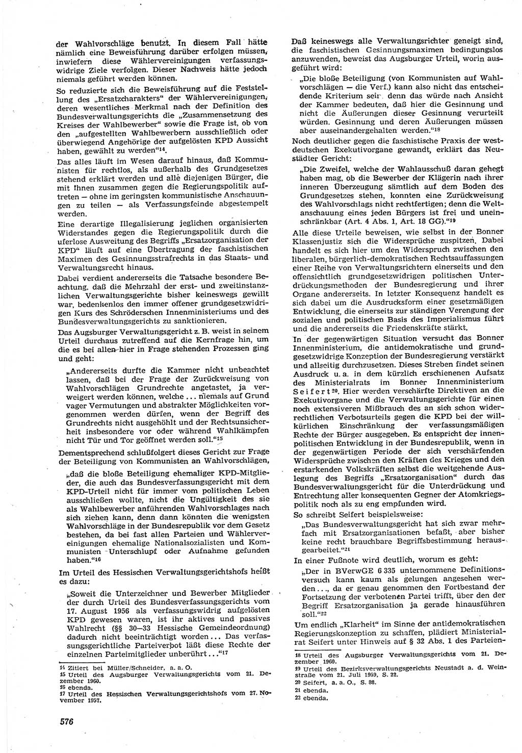 Neue Justiz (NJ), Zeitschrift für Recht und Rechtswissenschaft [Deutsche Demokratische Republik (DDR)], 15. Jahrgang 1961, Seite 576 (NJ DDR 1961, S. 576)