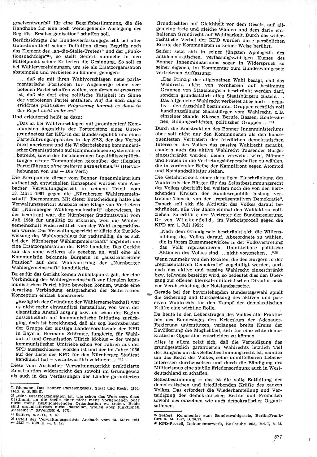 Neue Justiz (NJ), Zeitschrift für Recht und Rechtswissenschaft [Deutsche Demokratische Republik (DDR)], 15. Jahrgang 1961, Seite 577 (NJ DDR 1961, S. 577)