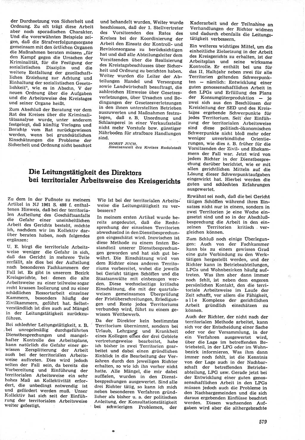Neue Justiz (NJ), Zeitschrift für Recht und Rechtswissenschaft [Deutsche Demokratische Republik (DDR)], 15. Jahrgang 1961, Seite 579 (NJ DDR 1961, S. 579)