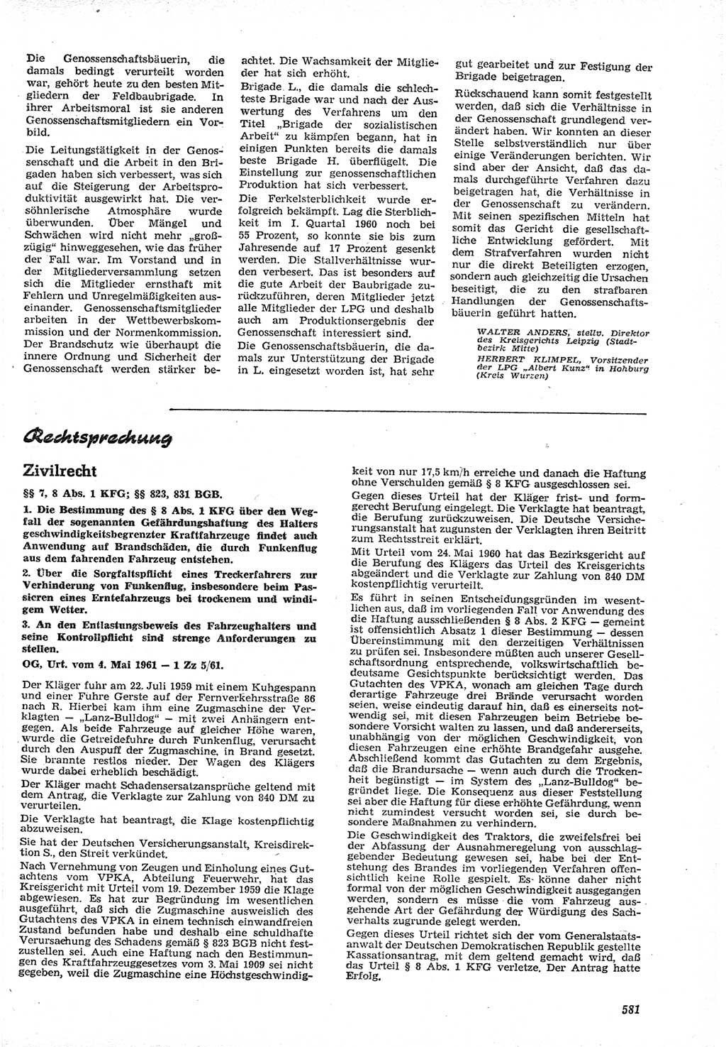 Neue Justiz (NJ), Zeitschrift für Recht und Rechtswissenschaft [Deutsche Demokratische Republik (DDR)], 15. Jahrgang 1961, Seite 581 (NJ DDR 1961, S. 581)