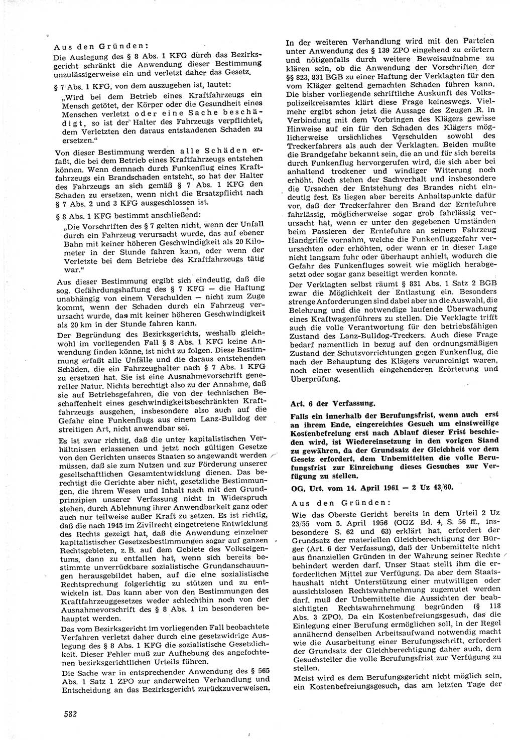Neue Justiz (NJ), Zeitschrift für Recht und Rechtswissenschaft [Deutsche Demokratische Republik (DDR)], 15. Jahrgang 1961, Seite 582 (NJ DDR 1961, S. 582)