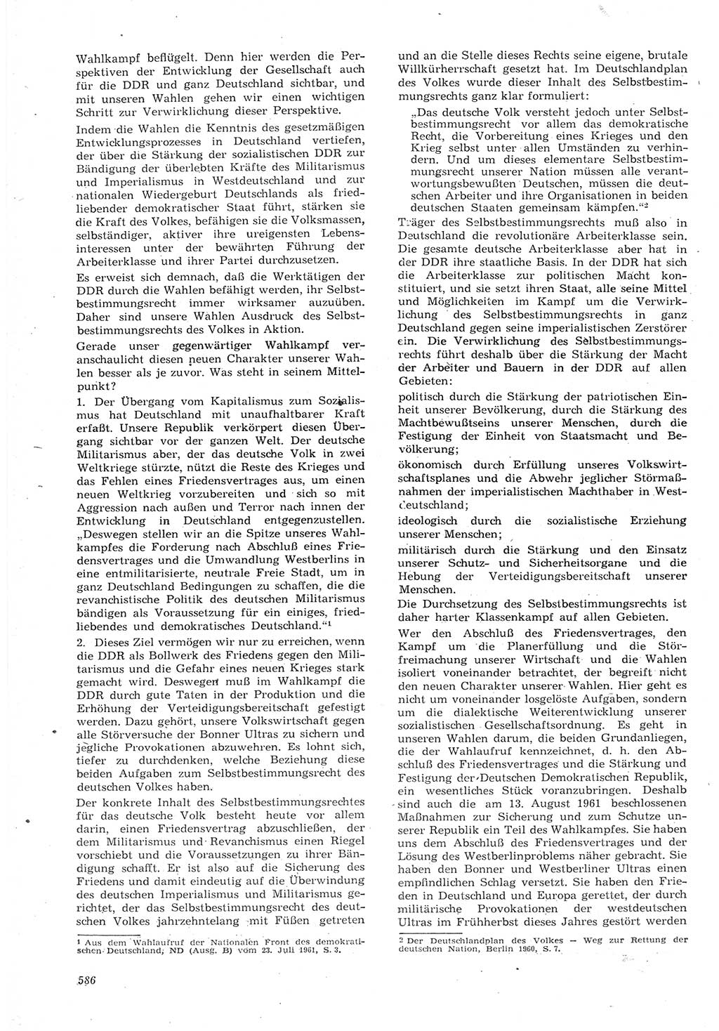 Neue Justiz (NJ), Zeitschrift für Recht und Rechtswissenschaft [Deutsche Demokratische Republik (DDR)], 15. Jahrgang 1961, Seite 586 (NJ DDR 1961, S. 586)