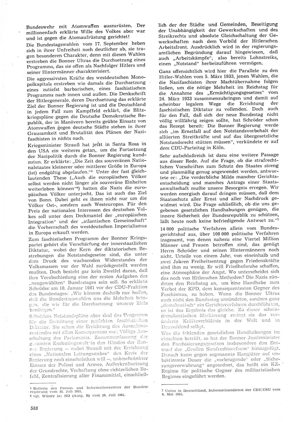 Neue Justiz (NJ), Zeitschrift für Recht und Rechtswissenschaft [Deutsche Demokratische Republik (DDR)], 15. Jahrgang 1961, Seite 588 (NJ DDR 1961, S. 588)