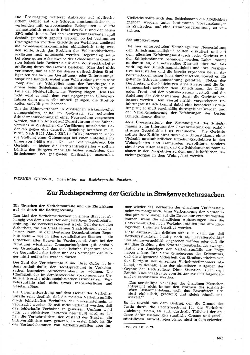 Neue Justiz (NJ), Zeitschrift für Recht und Rechtswissenschaft [Deutsche Demokratische Republik (DDR)], 15. Jahrgang 1961, Seite 601 (NJ DDR 1961, S. 601)