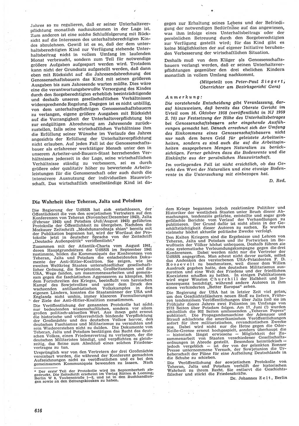 Neue Justiz (NJ), Zeitschrift für Recht und Rechtswissenschaft [Deutsche Demokratische Republik (DDR)], 15. Jahrgang 1961, Seite 616 (NJ DDR 1961, S. 616)