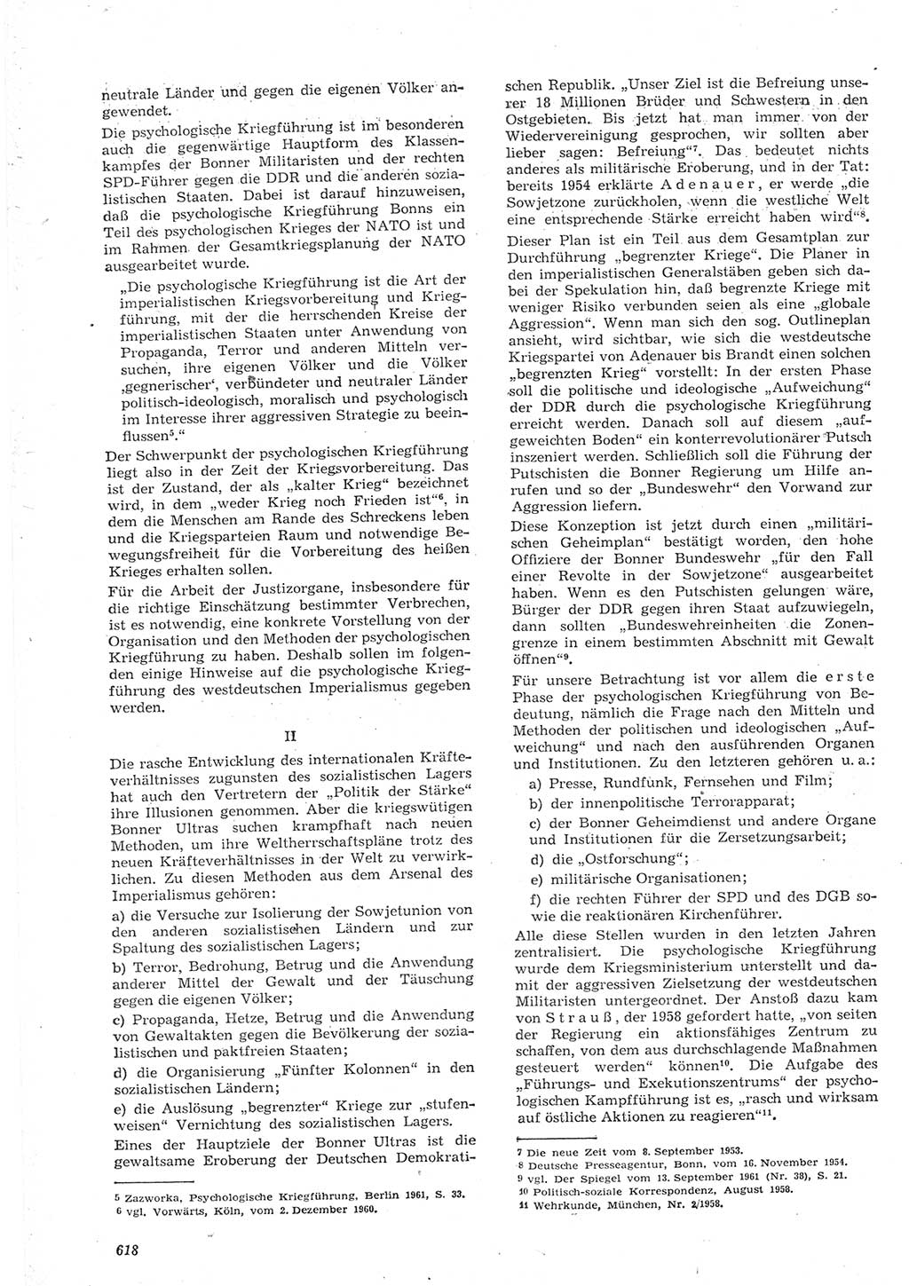 Neue Justiz (NJ), Zeitschrift für Recht und Rechtswissenschaft [Deutsche Demokratische Republik (DDR)], 15. Jahrgang 1961, Seite 618 (NJ DDR 1961, S. 618)