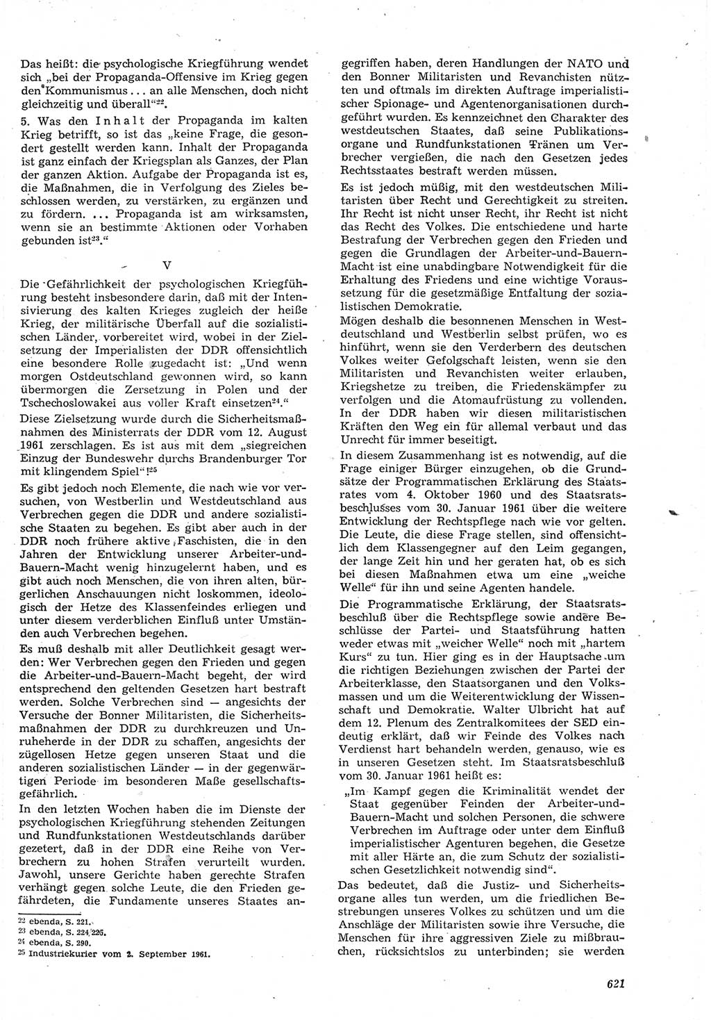Neue Justiz (NJ), Zeitschrift für Recht und Rechtswissenschaft [Deutsche Demokratische Republik (DDR)], 15. Jahrgang 1961, Seite 621 (NJ DDR 1961, S. 621)