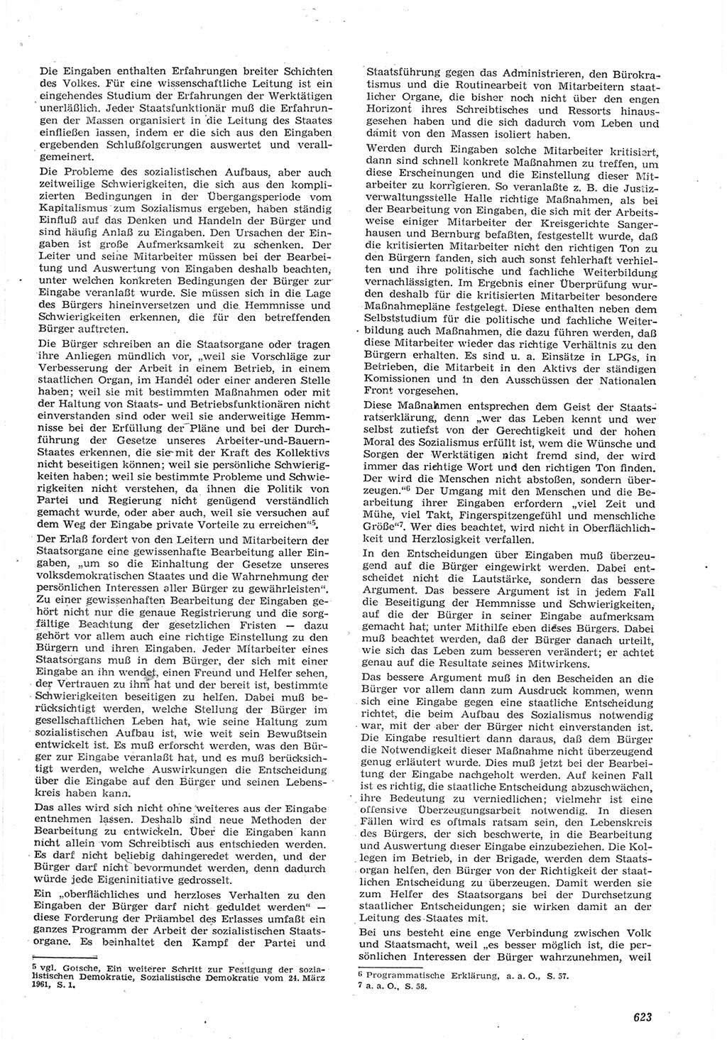 Neue Justiz (NJ), Zeitschrift für Recht und Rechtswissenschaft [Deutsche Demokratische Republik (DDR)], 15. Jahrgang 1961, Seite 623 (NJ DDR 1961, S. 623)