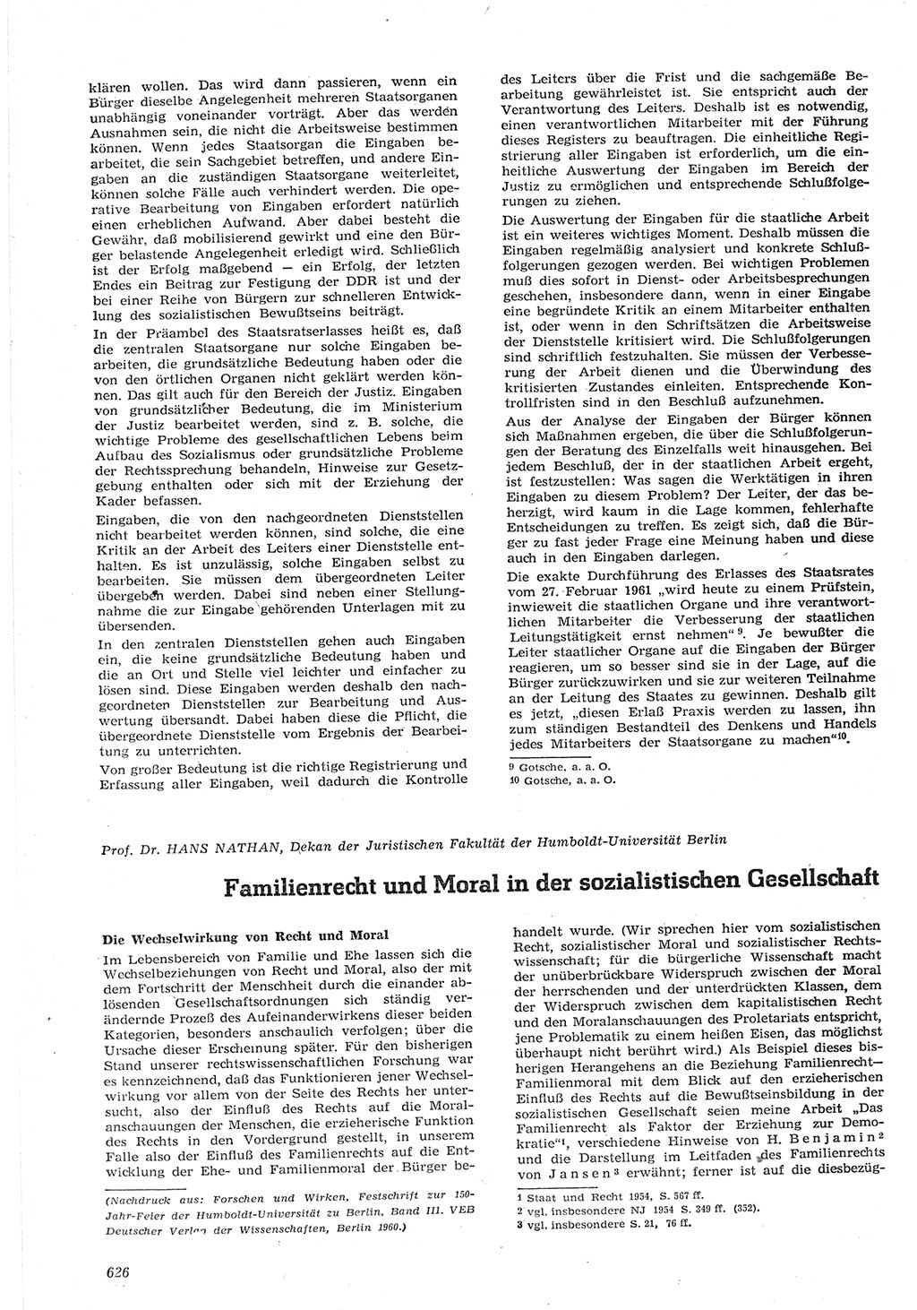 Neue Justiz (NJ), Zeitschrift für Recht und Rechtswissenschaft [Deutsche Demokratische Republik (DDR)], 15. Jahrgang 1961, Seite 626 (NJ DDR 1961, S. 626)