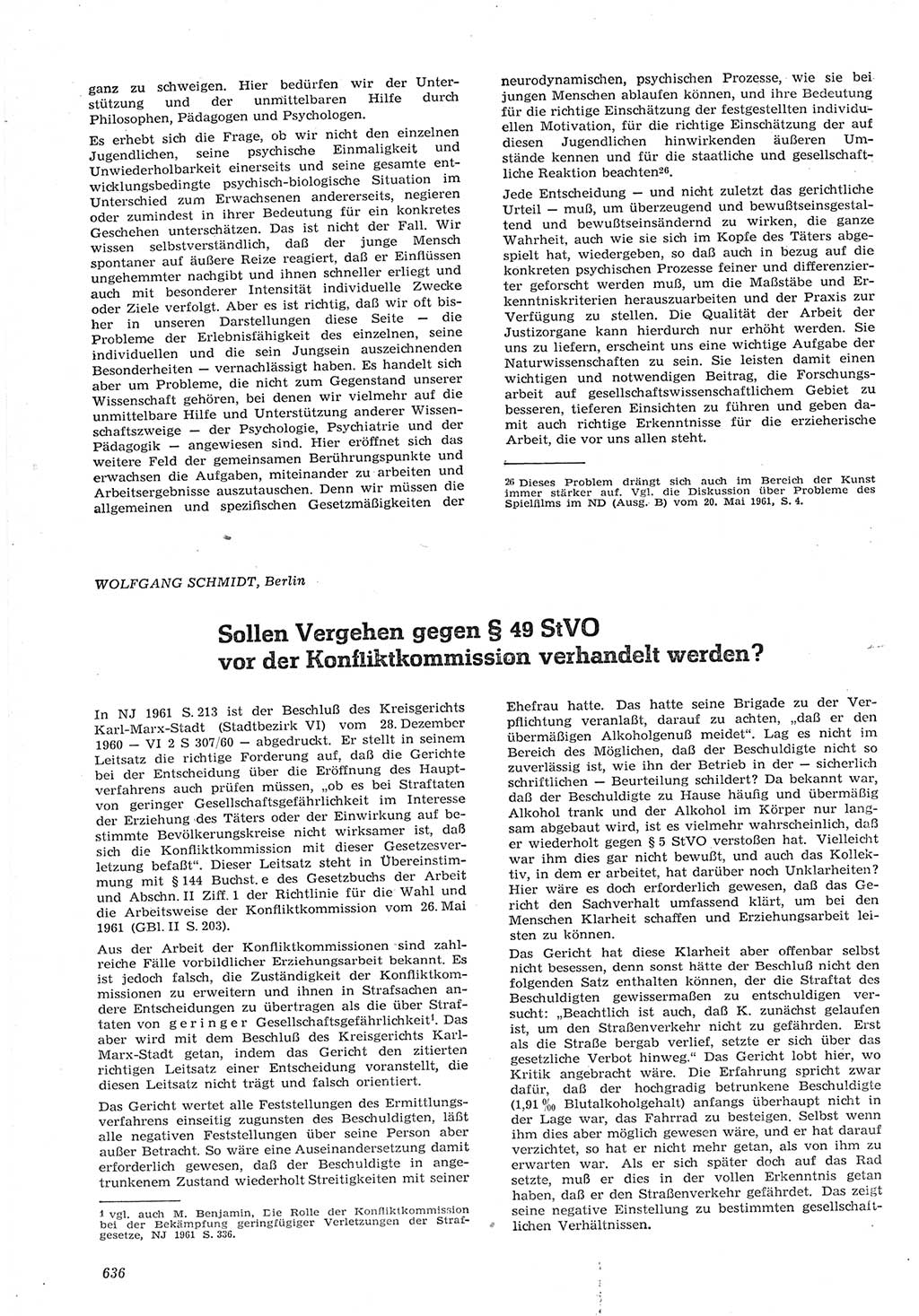 Neue Justiz (NJ), Zeitschrift für Recht und Rechtswissenschaft [Deutsche Demokratische Republik (DDR)], 15. Jahrgang 1961, Seite 636 (NJ DDR 1961, S. 636)