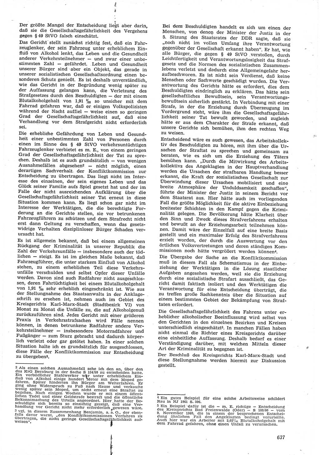 Neue Justiz (NJ), Zeitschrift für Recht und Rechtswissenschaft [Deutsche Demokratische Republik (DDR)], 15. Jahrgang 1961, Seite 637 (NJ DDR 1961, S. 637)