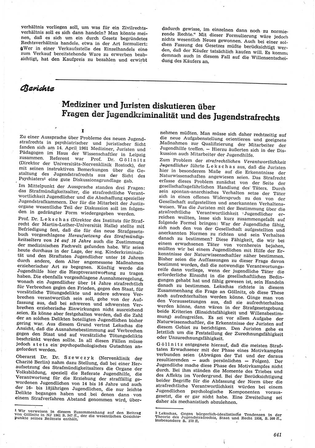 Neue Justiz (NJ), Zeitschrift für Recht und Rechtswissenschaft [Deutsche Demokratische Republik (DDR)], 15. Jahrgang 1961, Seite 641 (NJ DDR 1961, S. 641)