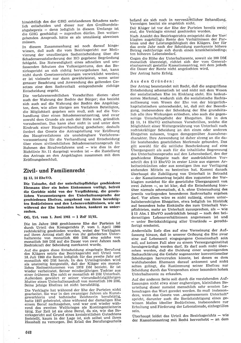 Neue Justiz (NJ), Zeitschrift für Recht und Rechtswissenschaft [Deutsche Demokratische Republik (DDR)], 15. Jahrgang 1961, Seite 648 (NJ DDR 1961, S. 648)