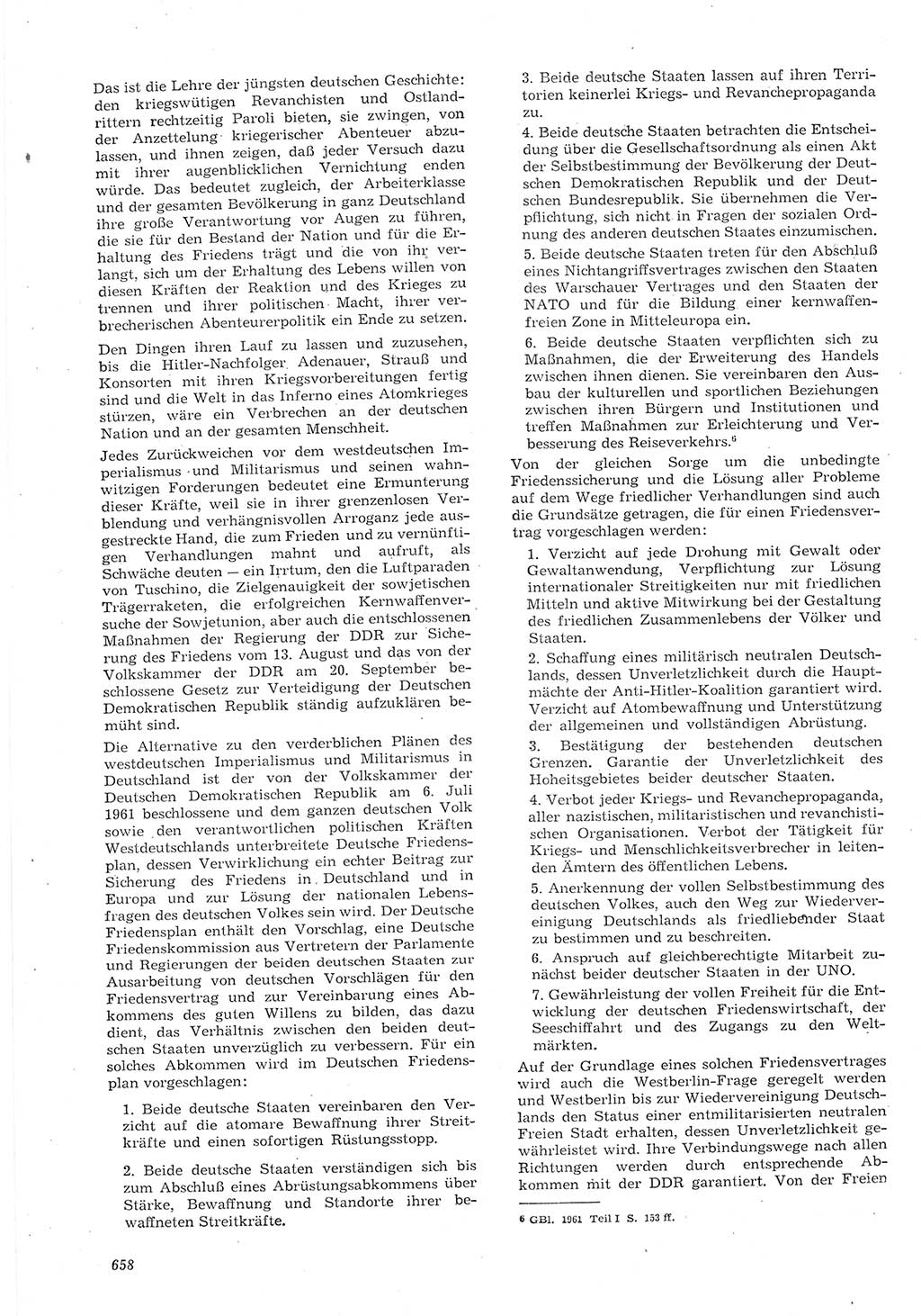 Neue Justiz (NJ), Zeitschrift für Recht und Rechtswissenschaft [Deutsche Demokratische Republik (DDR)], 15. Jahrgang 1961, Seite 658 (NJ DDR 1961, S. 658)