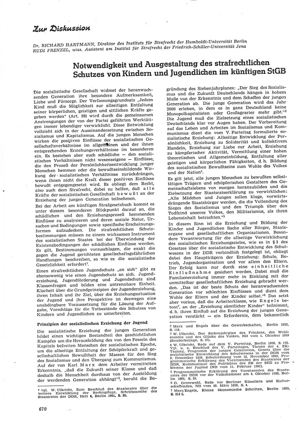 Neue Justiz (NJ), Zeitschrift für Recht und Rechtswissenschaft [Deutsche Demokratische Republik (DDR)], 15. Jahrgang 1961, Seite 670 (NJ DDR 1961, S. 670)