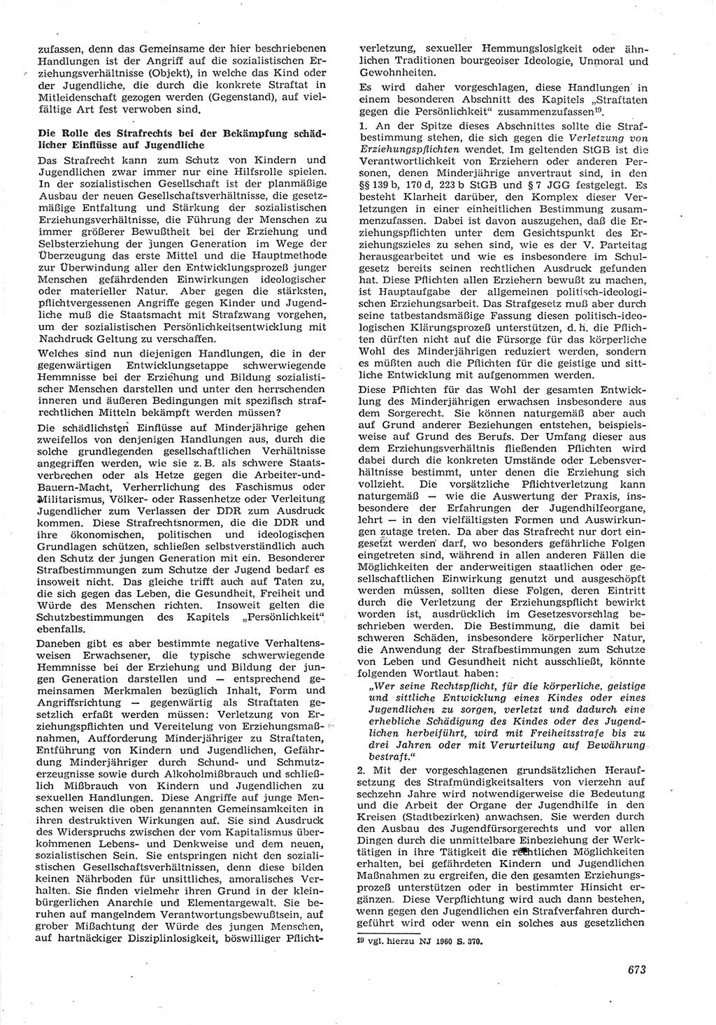 Neue Justiz (NJ), Zeitschrift für Recht und Rechtswissenschaft [Deutsche Demokratische Republik (DDR)], 15. Jahrgang 1961, Seite 673 (NJ DDR 1961, S. 673)