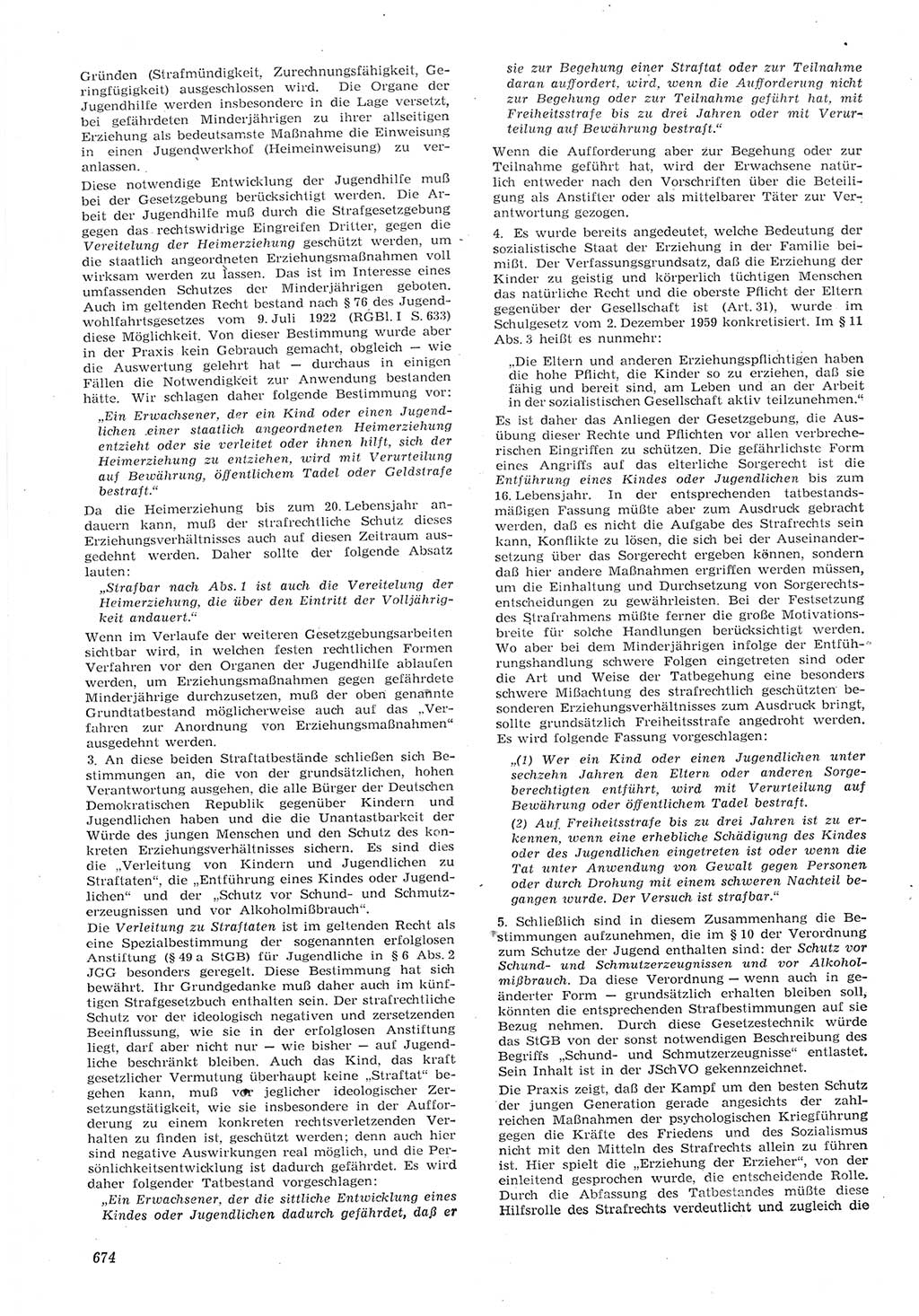 Neue Justiz (NJ), Zeitschrift für Recht und Rechtswissenschaft [Deutsche Demokratische Republik (DDR)], 15. Jahrgang 1961, Seite 674 (NJ DDR 1961, S. 674)