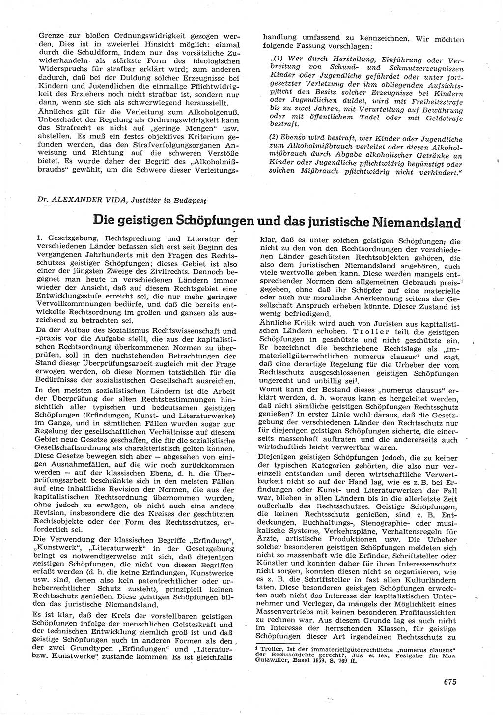 Neue Justiz (NJ), Zeitschrift für Recht und Rechtswissenschaft [Deutsche Demokratische Republik (DDR)], 15. Jahrgang 1961, Seite 675 (NJ DDR 1961, S. 675)