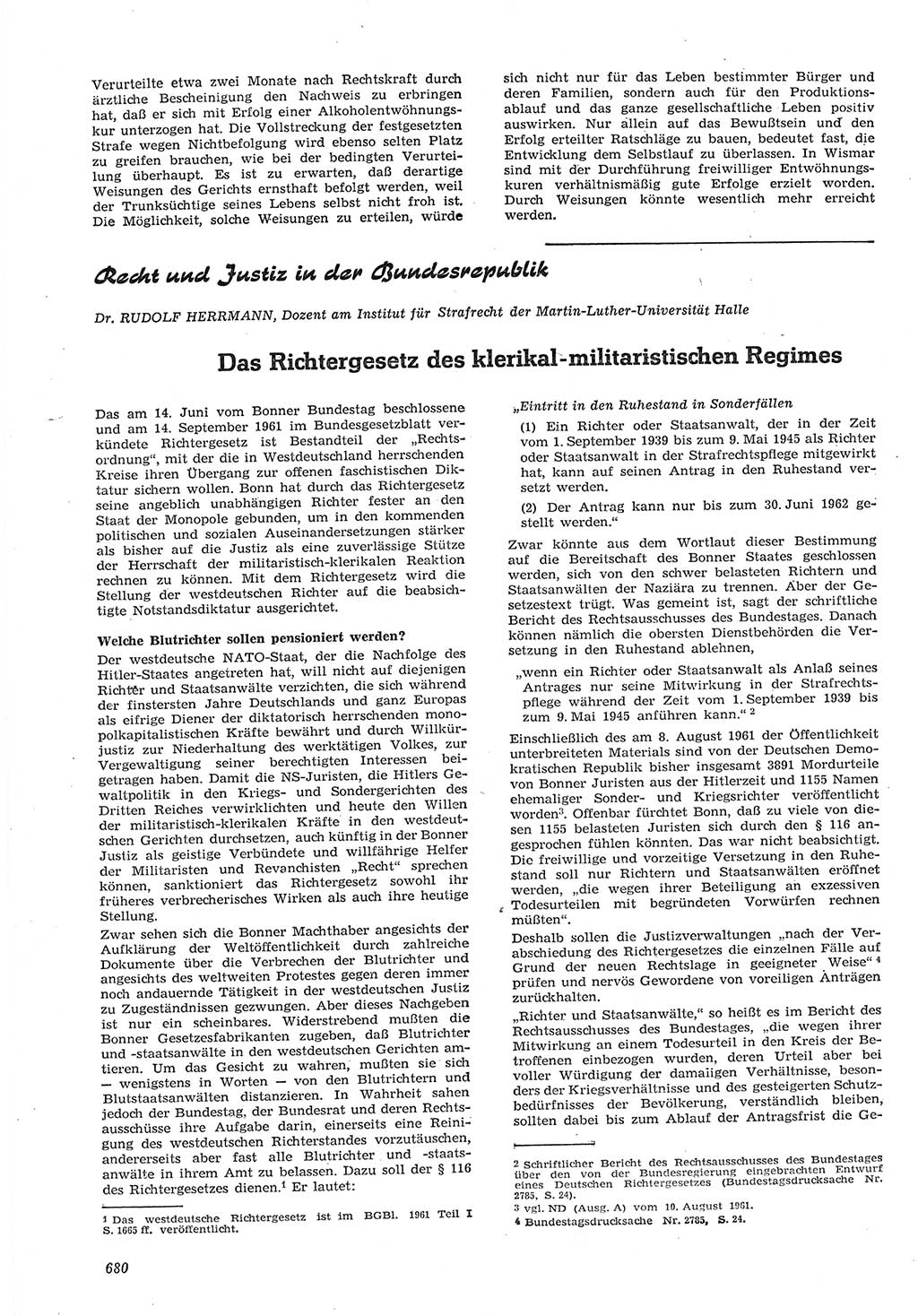 Neue Justiz (NJ), Zeitschrift für Recht und Rechtswissenschaft [Deutsche Demokratische Republik (DDR)], 15. Jahrgang 1961, Seite 680 (NJ DDR 1961, S. 680)