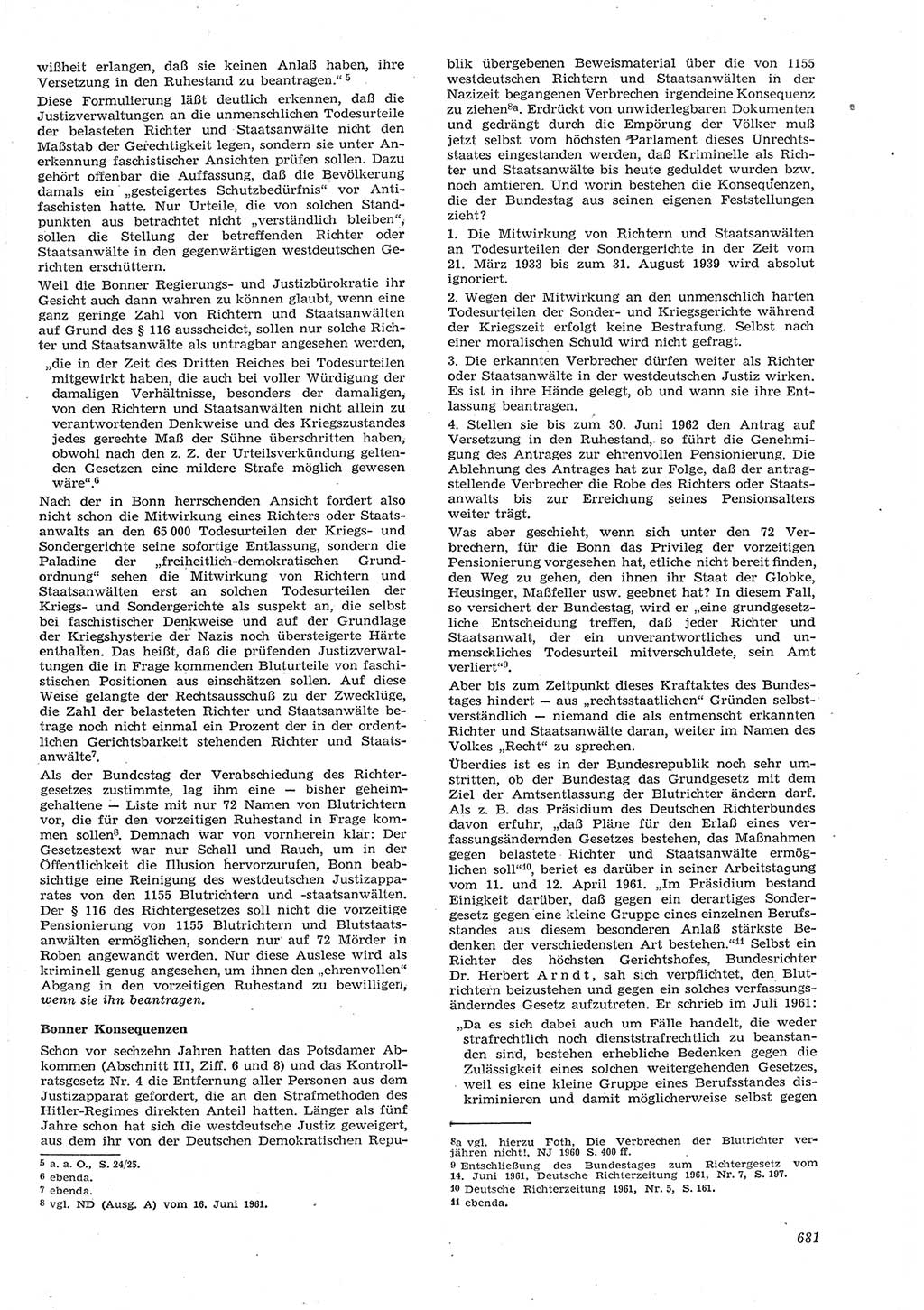 Neue Justiz (NJ), Zeitschrift für Recht und Rechtswissenschaft [Deutsche Demokratische Republik (DDR)], 15. Jahrgang 1961, Seite 681 (NJ DDR 1961, S. 681)