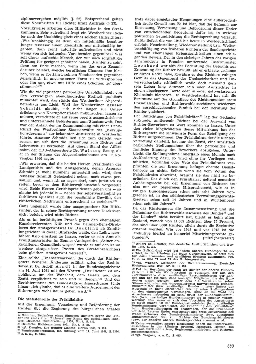 Neue Justiz (NJ), Zeitschrift für Recht und Rechtswissenschaft [Deutsche Demokratische Republik (DDR)], 15. Jahrgang 1961, Seite 683 (NJ DDR 1961, S. 683)