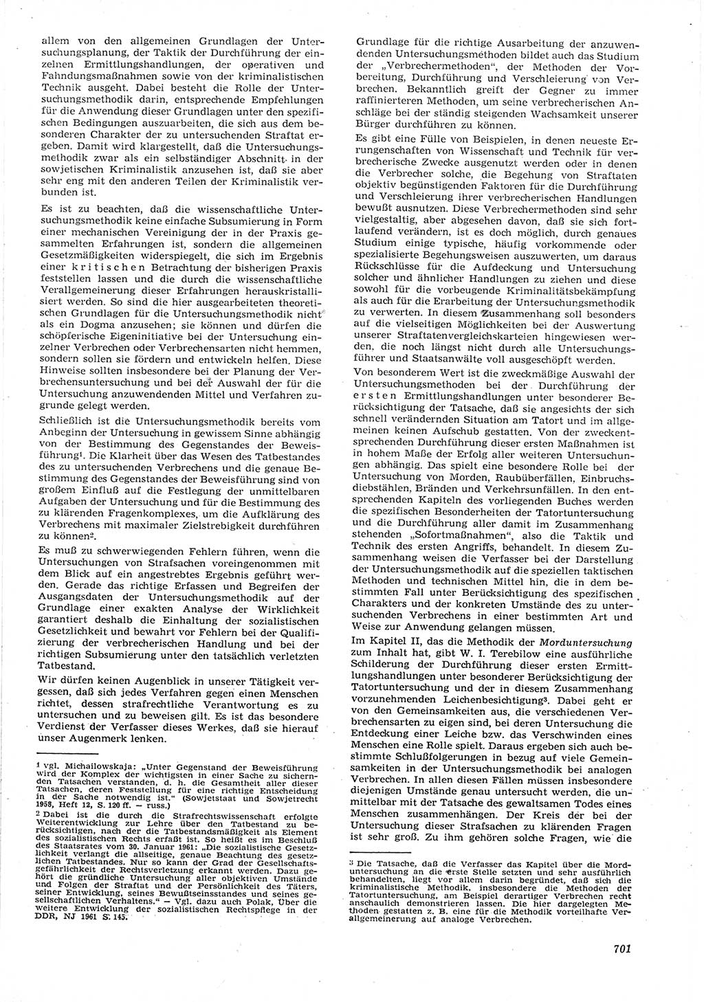 Neue Justiz (NJ), Zeitschrift für Recht und Rechtswissenschaft [Deutsche Demokratische Republik (DDR)], 15. Jahrgang 1961, Seite 701 (NJ DDR 1961, S. 701)