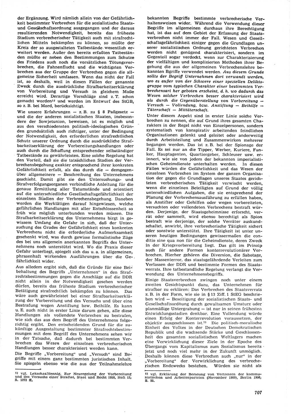 Neue Justiz (NJ), Zeitschrift für Recht und Rechtswissenschaft [Deutsche Demokratische Republik (DDR)], 15. Jahrgang 1961, Seite 707 (NJ DDR 1961, S. 707)