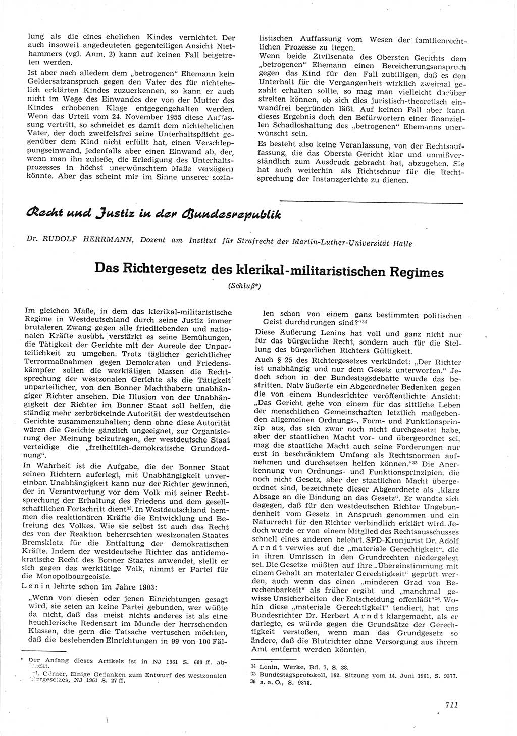 Neue Justiz (NJ), Zeitschrift für Recht und Rechtswissenschaft [Deutsche Demokratische Republik (DDR)], 15. Jahrgang 1961, Seite 711 (NJ DDR 1961, S. 711)