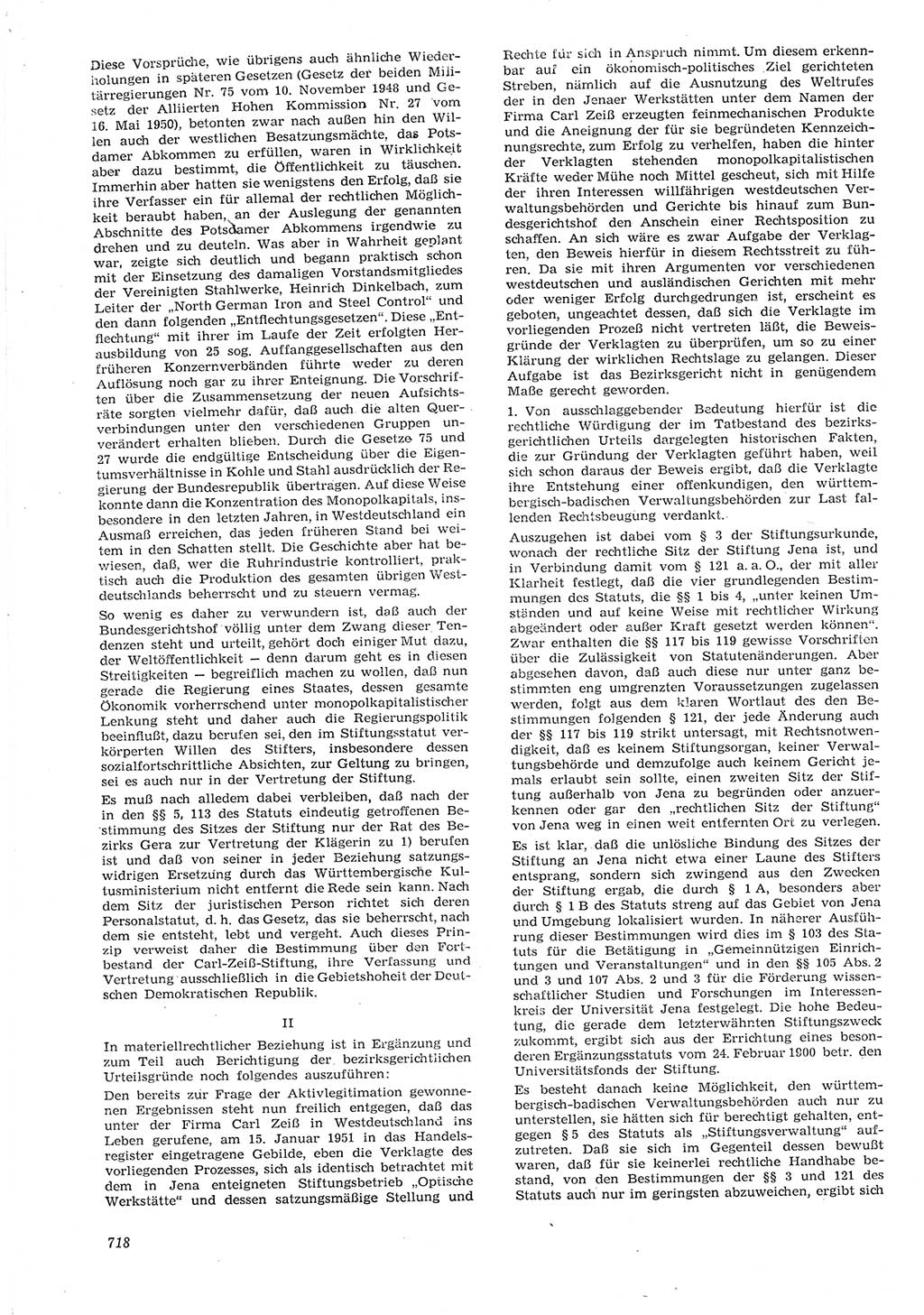 Neue Justiz (NJ), Zeitschrift für Recht und Rechtswissenschaft [Deutsche Demokratische Republik (DDR)], 15. Jahrgang 1961, Seite 718 (NJ DDR 1961, S. 718)