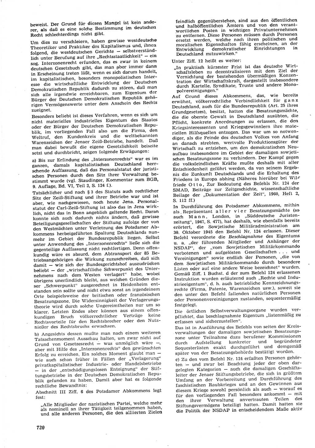 Neue Justiz (NJ), Zeitschrift für Recht und Rechtswissenschaft [Deutsche Demokratische Republik (DDR)], 15. Jahrgang 1961, Seite 720 (NJ DDR 1961, S. 720)