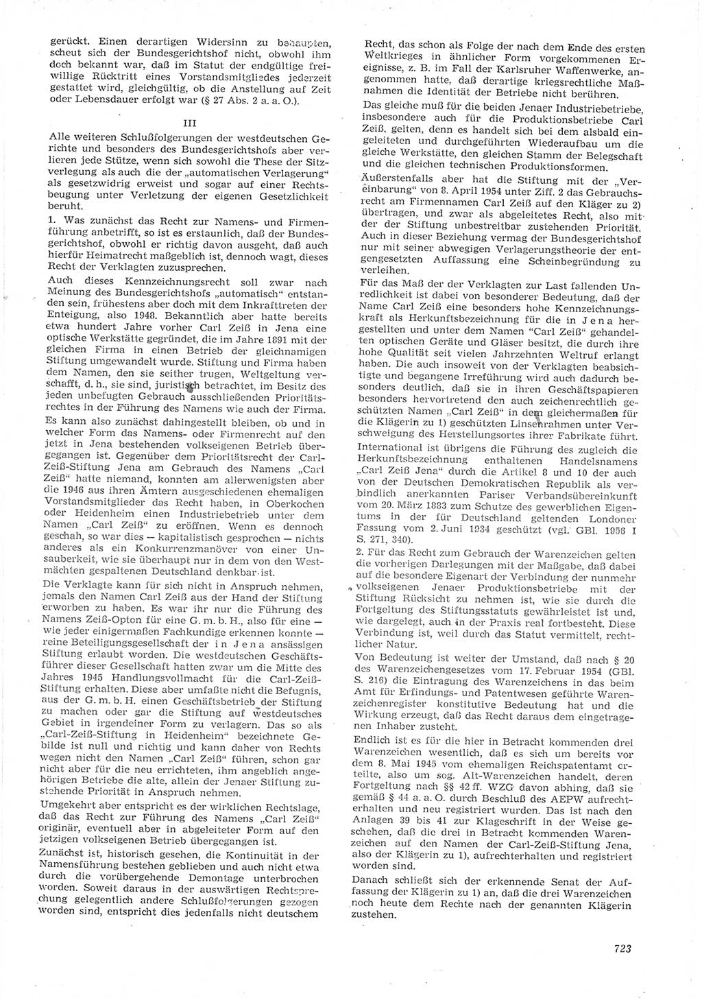 Neue Justiz (NJ), Zeitschrift für Recht und Rechtswissenschaft [Deutsche Demokratische Republik (DDR)], 15. Jahrgang 1961, Seite 723 (NJ DDR 1961, S. 723)