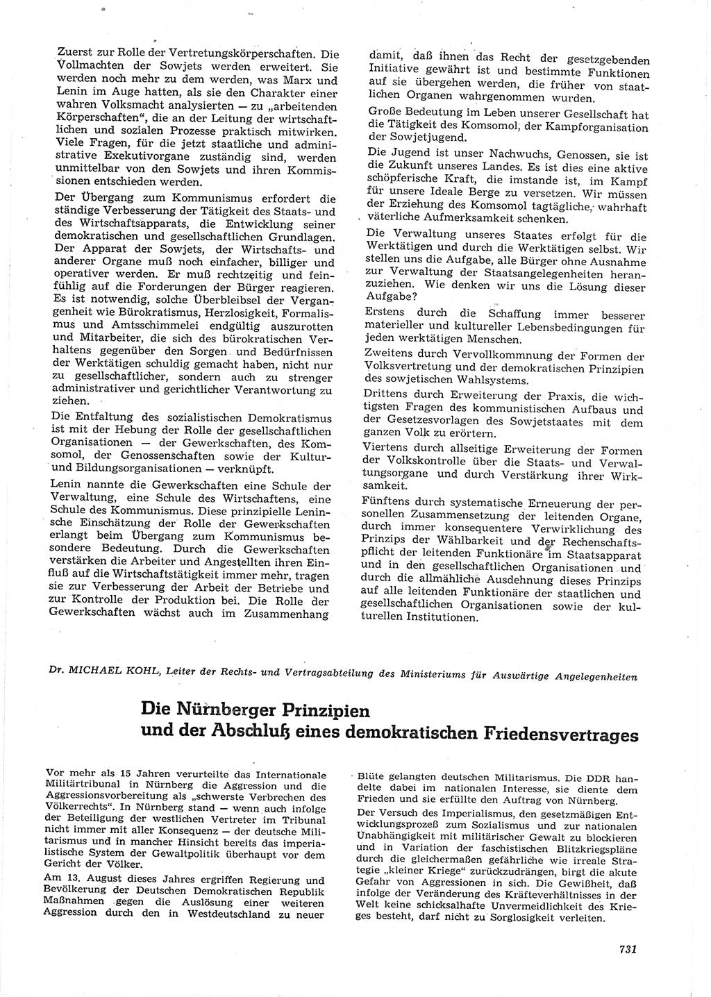 Neue Justiz (NJ), Zeitschrift für Recht und Rechtswissenschaft [Deutsche Demokratische Republik (DDR)], 15. Jahrgang 1961, Seite 731 (NJ DDR 1961, S. 731)
