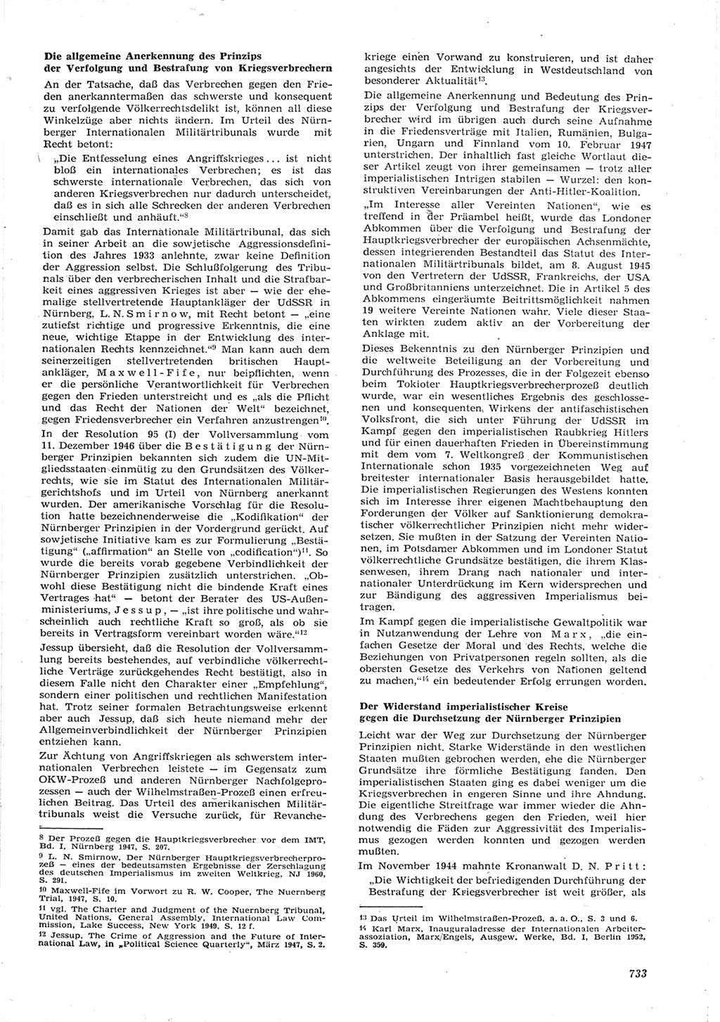 Neue Justiz (NJ), Zeitschrift für Recht und Rechtswissenschaft [Deutsche Demokratische Republik (DDR)], 15. Jahrgang 1961, Seite 733 (NJ DDR 1961, S. 733)