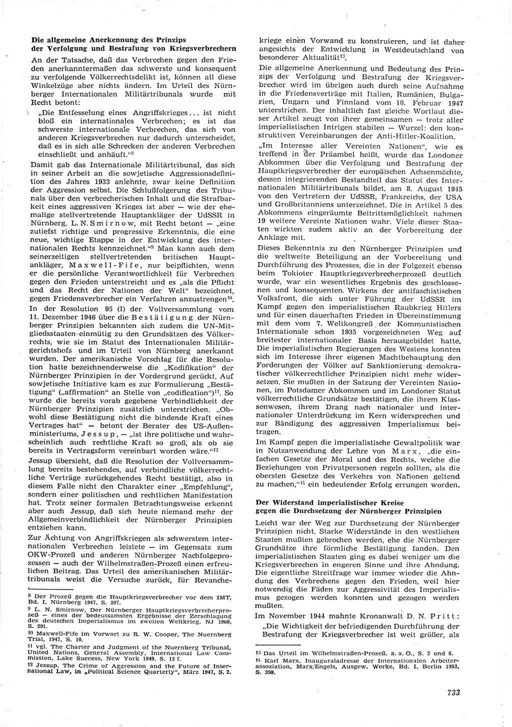 Neue Justiz (NJ), Zeitschrift für Recht und Rechtswissenschaft [Deutsche Demokratische Republik (DDR)], 15. Jahrgang 1961, Seite 733 (NJ DDR 1961, S. 733)