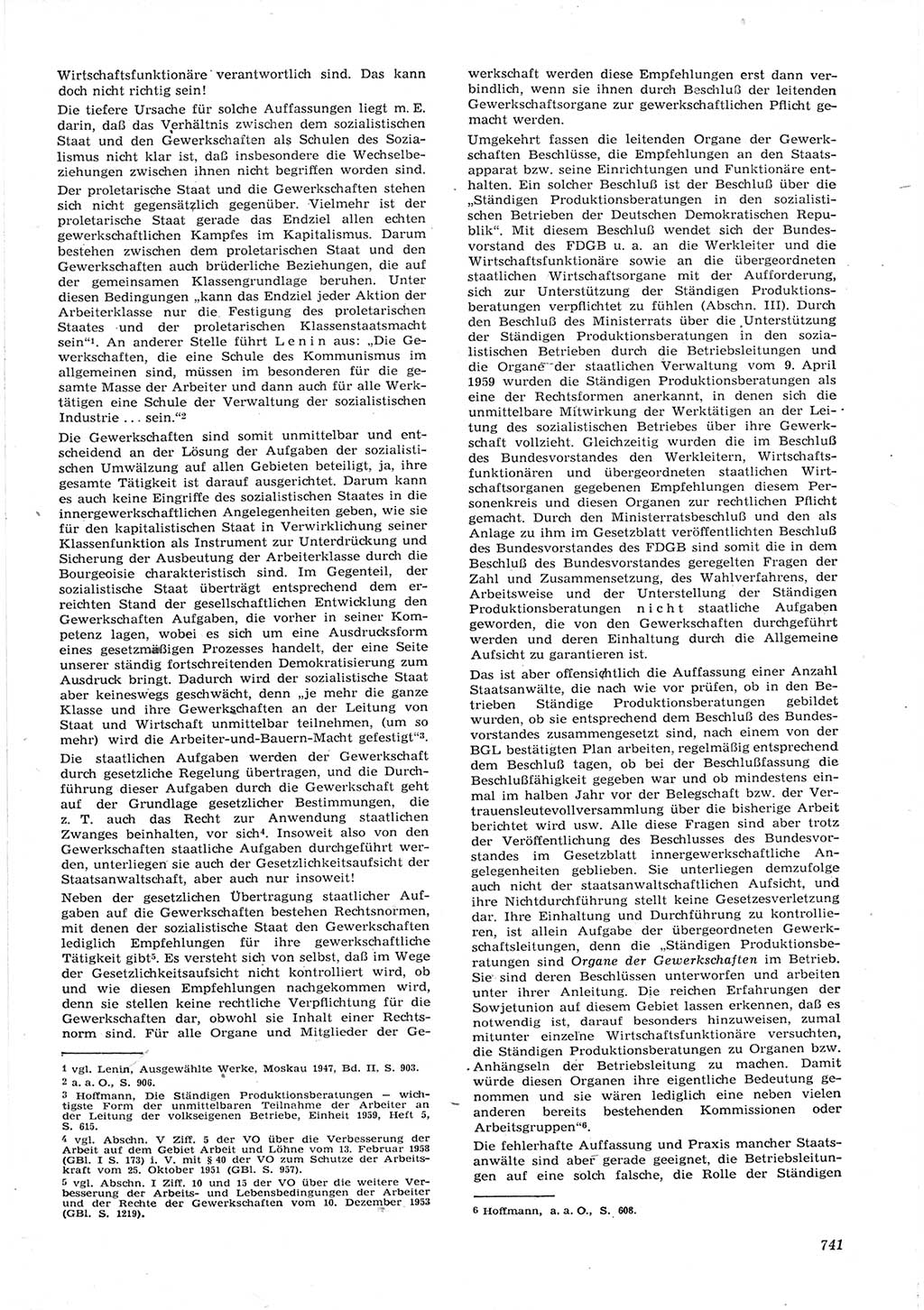 Neue Justiz (NJ), Zeitschrift für Recht und Rechtswissenschaft [Deutsche Demokratische Republik (DDR)], 15. Jahrgang 1961, Seite 741 (NJ DDR 1961, S. 741)