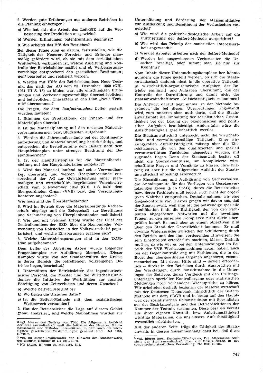 Neue Justiz (NJ), Zeitschrift für Recht und Rechtswissenschaft [Deutsche Demokratische Republik (DDR)], 15. Jahrgang 1961, Seite 743 (NJ DDR 1961, S. 743)