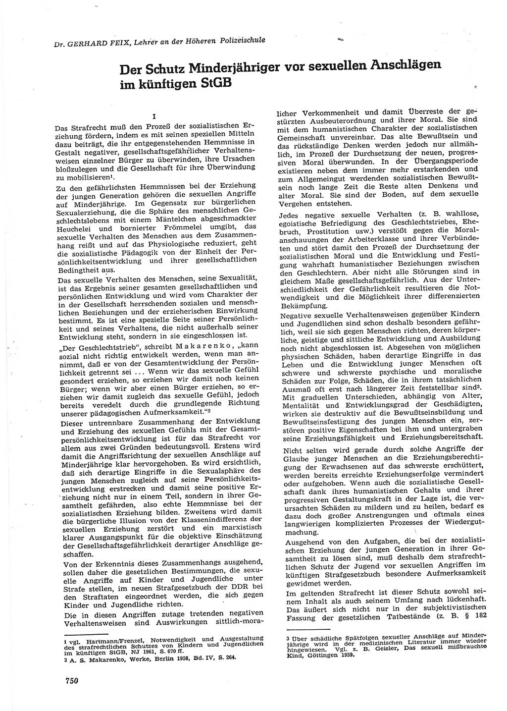 Neue Justiz (NJ), Zeitschrift für Recht und Rechtswissenschaft [Deutsche Demokratische Republik (DDR)], 15. Jahrgang 1961, Seite 750 (NJ DDR 1961, S. 750)