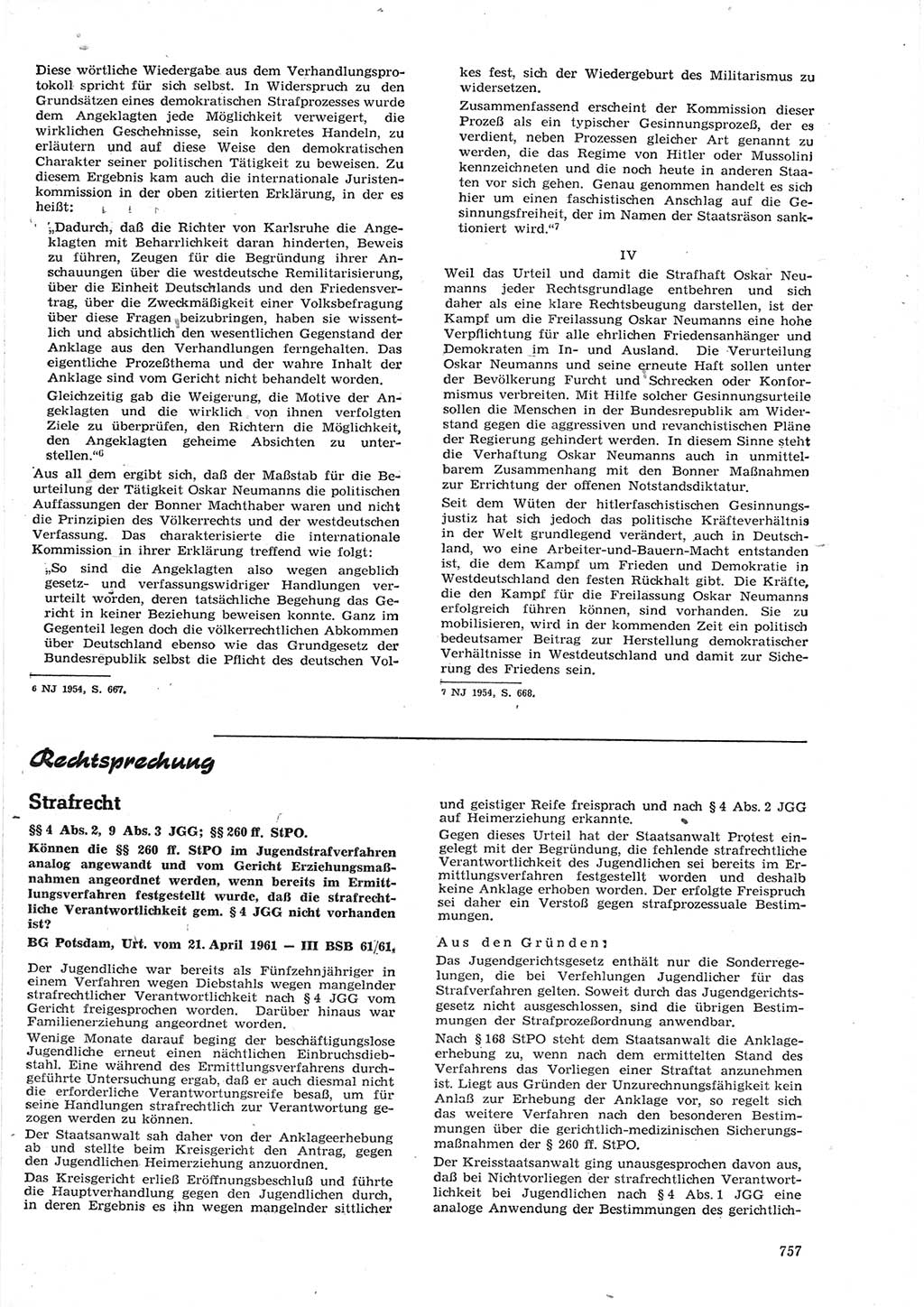 Neue Justiz (NJ), Zeitschrift für Recht und Rechtswissenschaft [Deutsche Demokratische Republik (DDR)], 15. Jahrgang 1961, Seite 757 (NJ DDR 1961, S. 757)