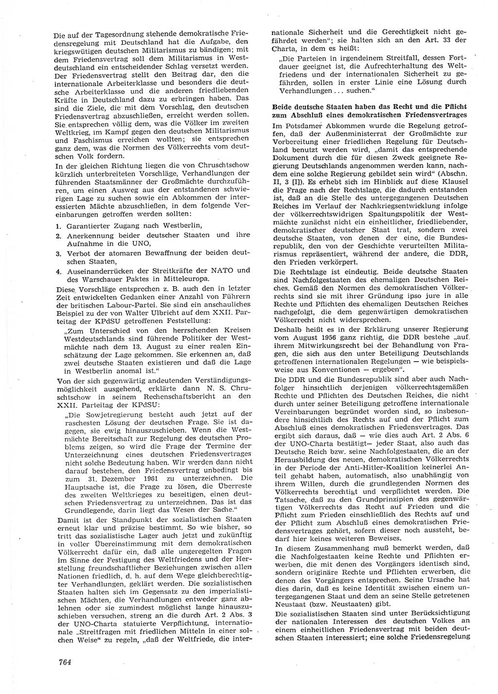 Neue Justiz (NJ), Zeitschrift für Recht und Rechtswissenschaft [Deutsche Demokratische Republik (DDR)], 15. Jahrgang 1961, Seite 764 (NJ DDR 1961, S. 764)