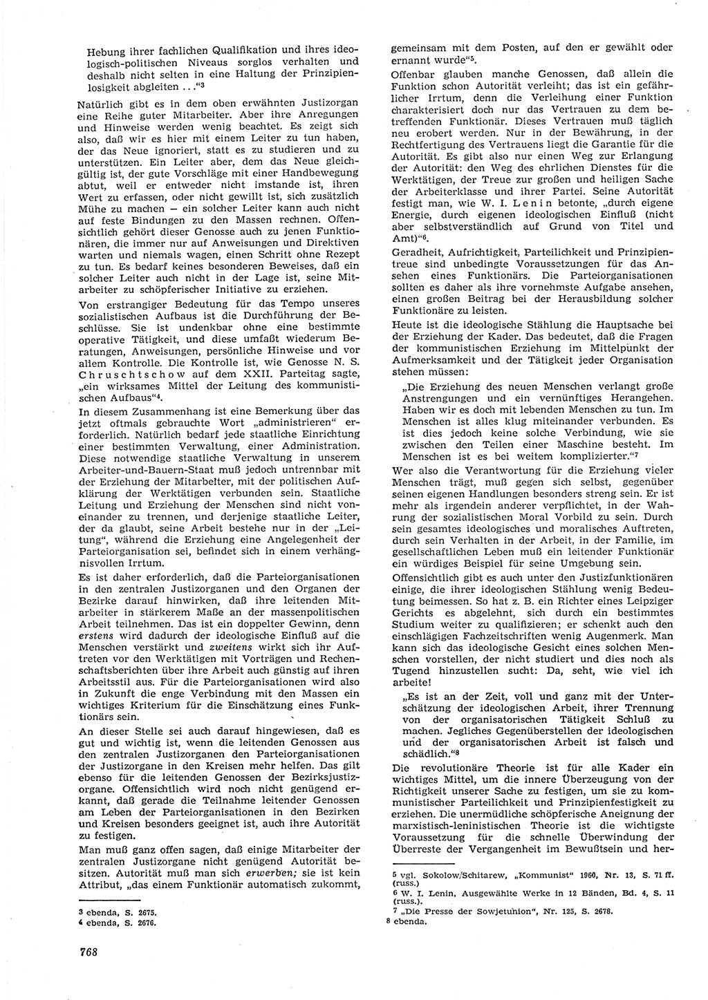 Neue Justiz (NJ), Zeitschrift für Recht und Rechtswissenschaft [Deutsche Demokratische Republik (DDR)], 15. Jahrgang 1961, Seite 768 (NJ DDR 1961, S. 768)