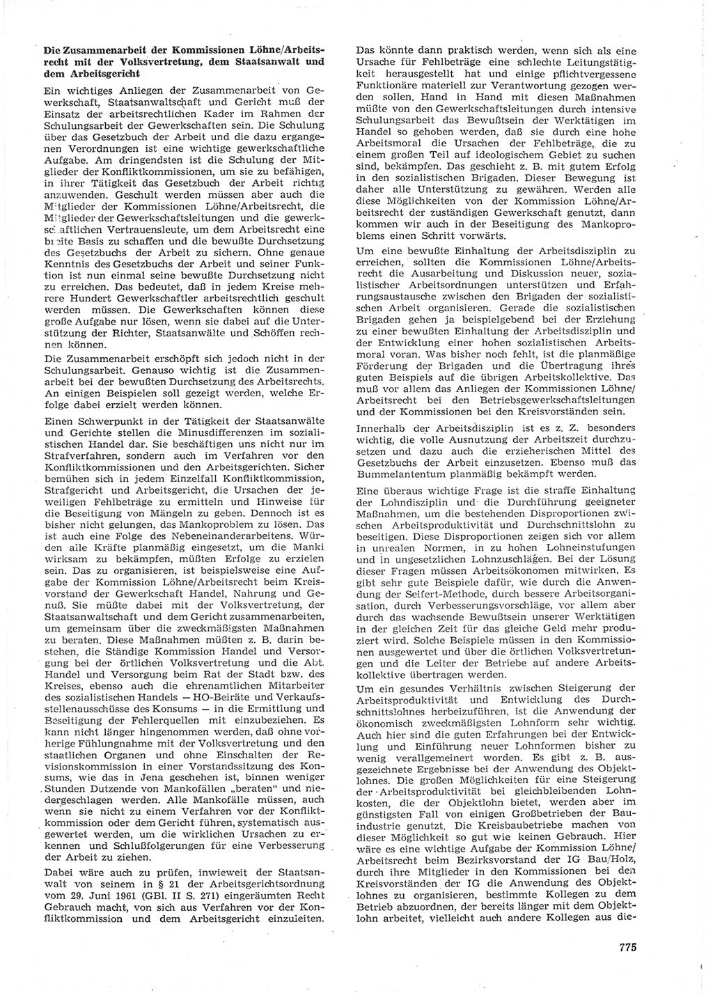 Neue Justiz (NJ), Zeitschrift für Recht und Rechtswissenschaft [Deutsche Demokratische Republik (DDR)], 15. Jahrgang 1961, Seite 775 (NJ DDR 1961, S. 775)