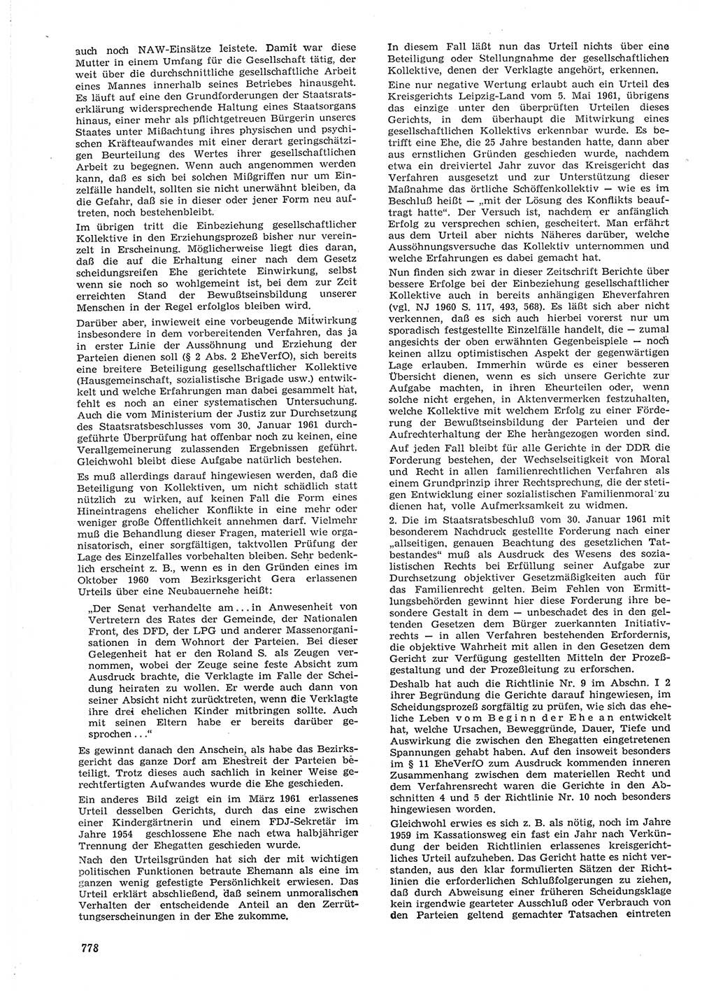 Neue Justiz (NJ), Zeitschrift für Recht und Rechtswissenschaft [Deutsche Demokratische Republik (DDR)], 15. Jahrgang 1961, Seite 778 (NJ DDR 1961, S. 778)