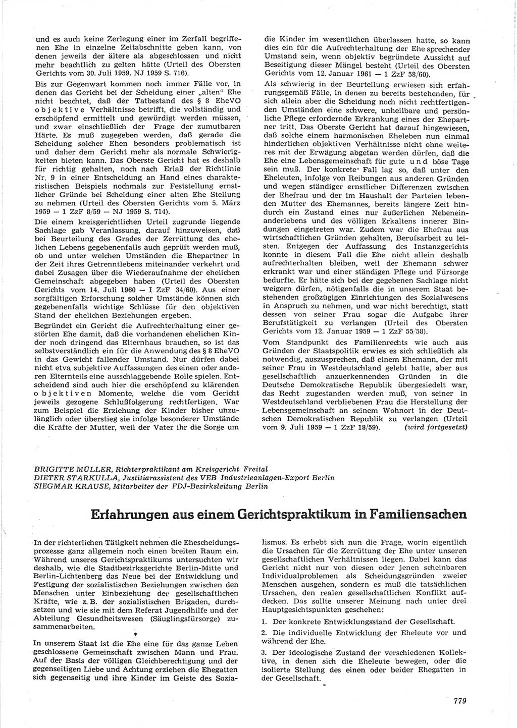 Neue Justiz (NJ), Zeitschrift für Recht und Rechtswissenschaft [Deutsche Demokratische Republik (DDR)], 15. Jahrgang 1961, Seite 779 (NJ DDR 1961, S. 779)