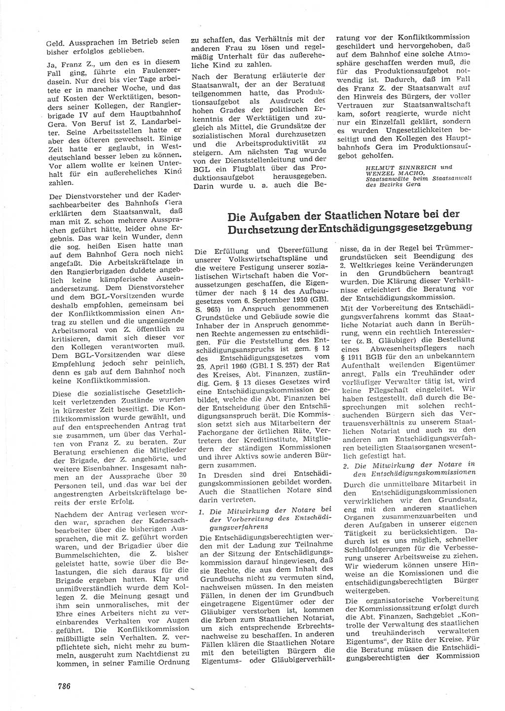 Neue Justiz (NJ), Zeitschrift für Recht und Rechtswissenschaft [Deutsche Demokratische Republik (DDR)], 15. Jahrgang 1961, Seite 786 (NJ DDR 1961, S. 786)