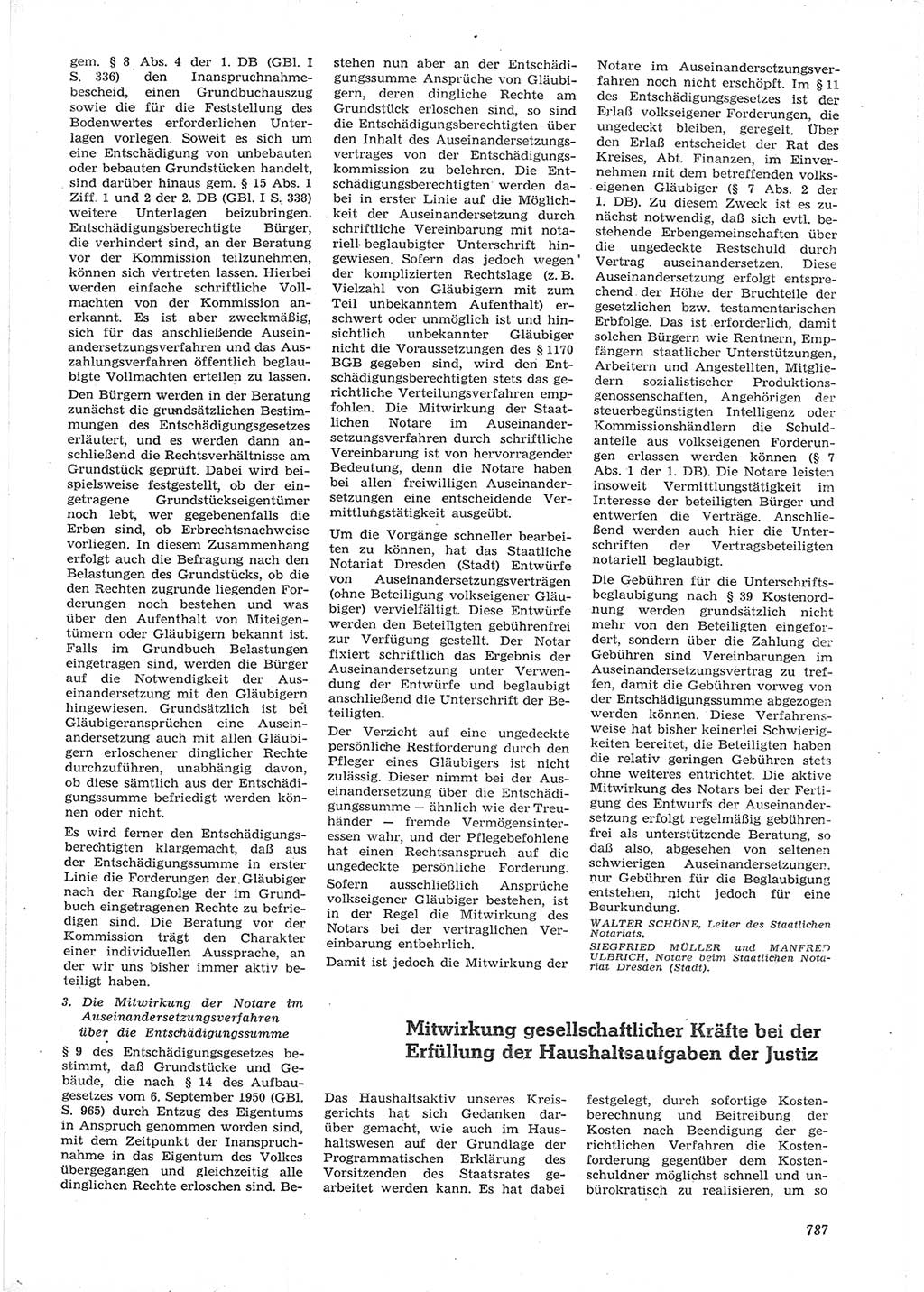 Neue Justiz (NJ), Zeitschrift für Recht und Rechtswissenschaft [Deutsche Demokratische Republik (DDR)], 15. Jahrgang 1961, Seite 787 (NJ DDR 1961, S. 787)