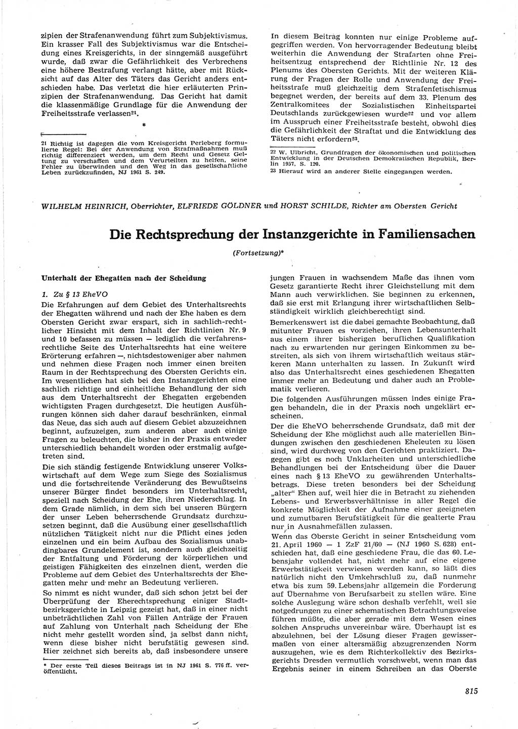 Neue Justiz (NJ), Zeitschrift für Recht und Rechtswissenschaft [Deutsche Demokratische Republik (DDR)], 15. Jahrgang 1961, Seite 815 (NJ DDR 1961, S. 815)