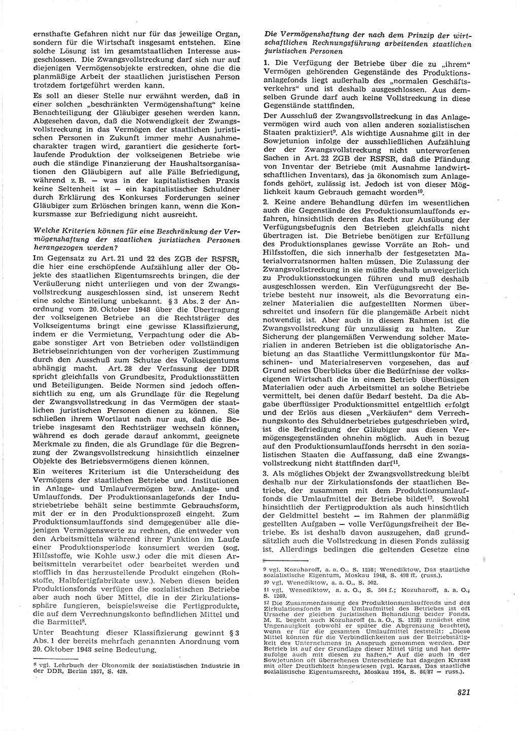 Neue Justiz (NJ), Zeitschrift für Recht und Rechtswissenschaft [Deutsche Demokratische Republik (DDR)], 15. Jahrgang 1961, Seite 821 (NJ DDR 1961, S. 821)